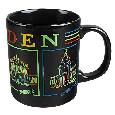 Keramiktasse mit Print Dresden 57449 schwarz