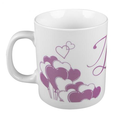 Tasse mit Print I love you 57463 weiss