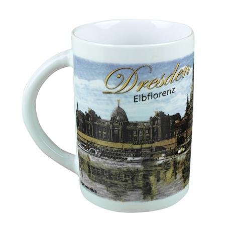 Keramiktasse mit Print Dresden Elbflorenz 57470 weiss