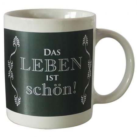 Tasse mit Print Das Leben ist Schön 57511 weiss