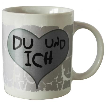 Tasse mit Print Herz Du und Ich 57512 weiss
