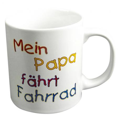 Tasse mit Print Mein Papa fährt Fahrrad 57606 weiss