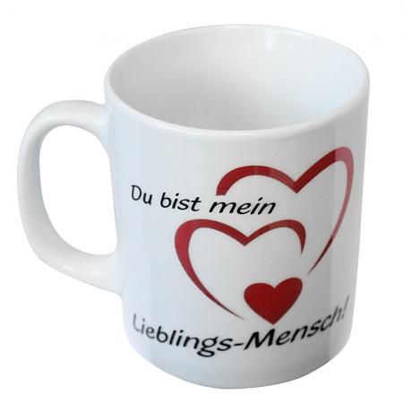 Tasse mit Print Du bist mein Lieblings Mensch 57607 weiss
