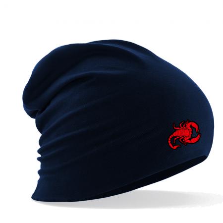 Longbeanie Slouch-Beanie Sommerbeanie mit Textildruck - ROTER HUMMER - SB55068