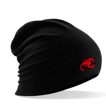 Longbeanie Slouch-Beanie Sommerbeanie mit Textildruck - ROTER HUMMER - SB55068