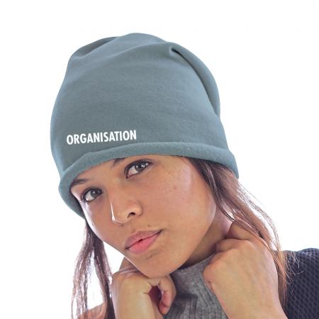 Longbeanie Slouch-Beanie Sommerbeanie mit Textildruck - ORGANISATION - SB55000