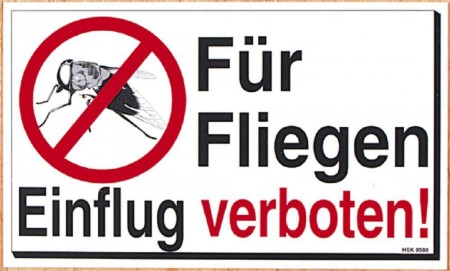 Witziges Schild - Für Fliegen Einflug verboten - 308980 - Gr. 25 x 15 cm - Tiere