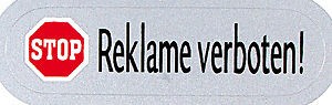 PVC Aufkleber für Briefkasten Briefkästen - KEINE WERBUNG - REKLAME - 302054 - Gr. ca. 58 x 16 mm