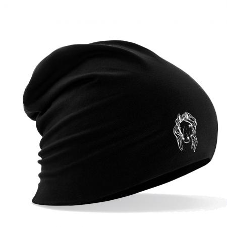 Longbeanie Slouch-Beanie Sommerbeanie mit Textildruck - PFERDEKOPF - SB55070