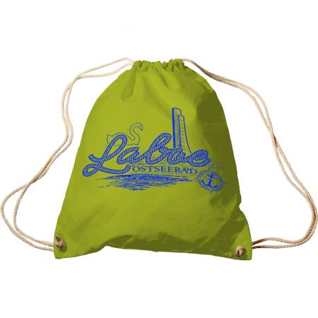 Sporttasche mit Aufdruck -  Laboe Ostseebad - 65165 - Turnbeutel Sportbeutel Rucksack grün