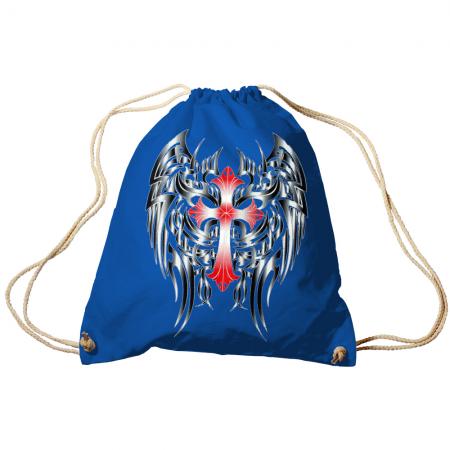 Trend-Bag Turnbeutel Sporttasche Rucksack mit Print- rotes Kreuz mit schwarzen Flügeln- TB65313