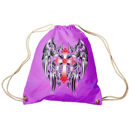Trend-Bag Turnbeutel Sporttasche Rucksack mit Print- rotes Kreuz mit schwarzen Flügeln- TB65313