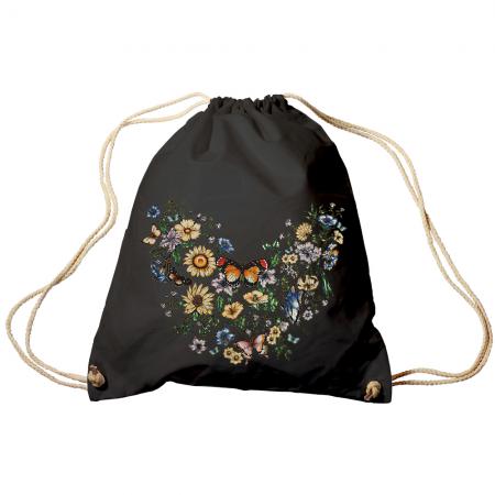 Trend-Bag Turnbeutel Sporttasche Rucksack mit Print -Blumen und Schmetterlinge - TB65321