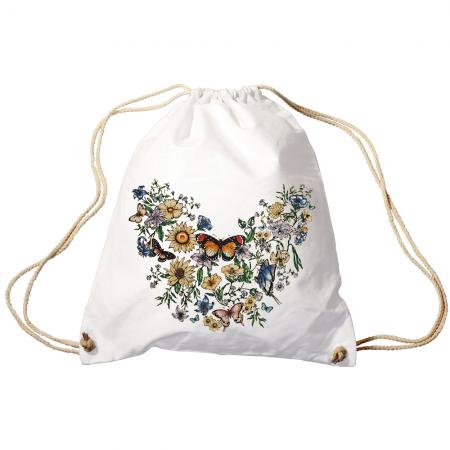 Trend-Bag Turnbeutel Sporttasche Rucksack mit Print -Blumen und Schmetterlinge - TB65321