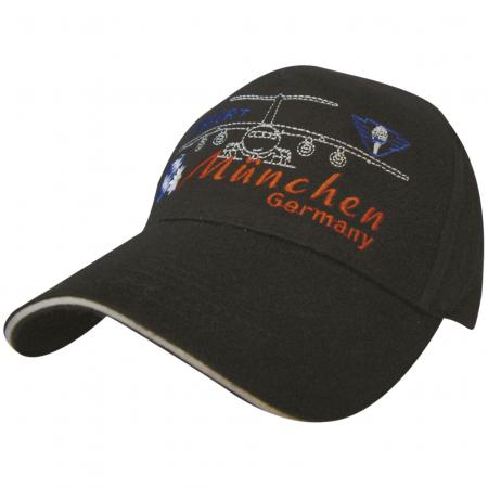 Baseballcap mit Einstickung - Flughafen München Airbus - 68039 schwarz