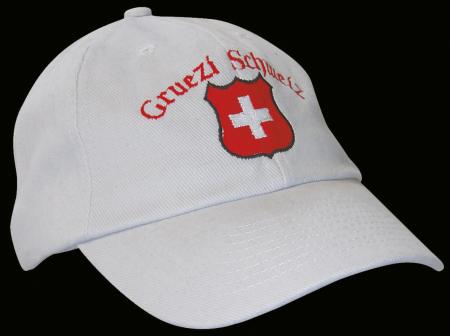 Baseballcap - Switzerland Gruezi Schweiz ... Schweizer Kreuz - 68148 weiss