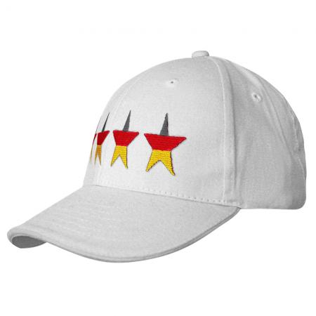 Baseballcap mit Einstickung - 4-Sterne Deutschland Germany - 68179 weiss