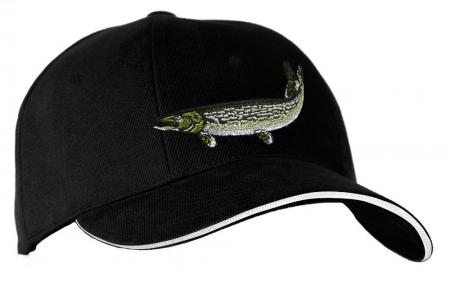 Baseballcap mit Einstickung - Fisch Hecht - 68233 schwarz