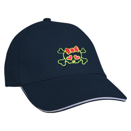 Baseballcap mit Einstickung Totenkopf mit Schleife 68329 in versch. Farben