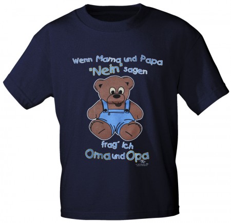 Kinder T-Shirt mit Aufdruck - Wenn Mama und Papa ... - 08210 - dunkelblau - Gr. 86-164