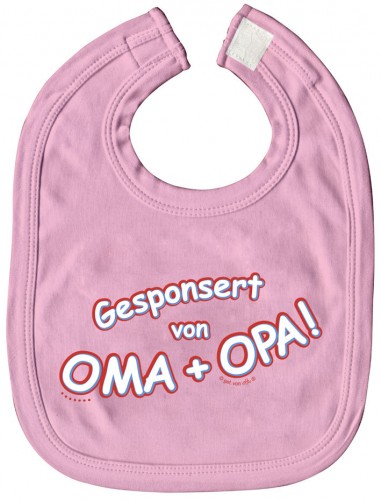 Baby-Lätzchen Schlabberlatz mit Druck - gesponsert von Oma + Opa - 07027 rosa