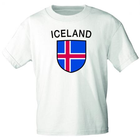 T- Shirt mit Print - Fahne Wappen Island - 76368 versch. Farben Gr. weiß / 4XL