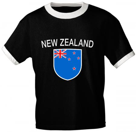 T-Shirt mit Print Fahne Flagge Neuseeland 76417 schwarz Gr. S-2XL