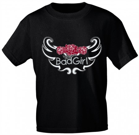 Kinder T-Shirt mit Aufdruck - BAD GIRL - 06932 - schwarz - Gr. 86-164
