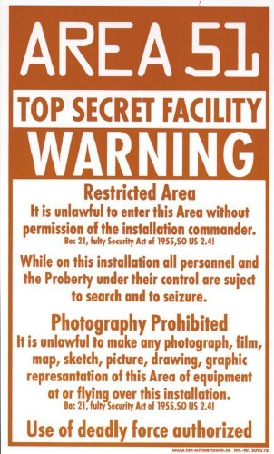 Spaßiges Schild - AREA 51 Top Secret... - 309072 - Gr. 15 x 25 cm