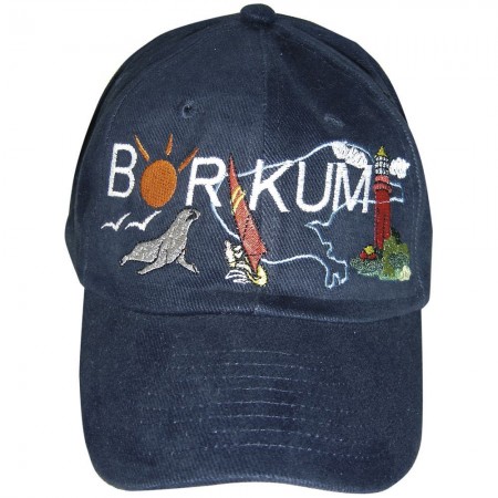 Baseballcap mit Einstickung - Urlaub Freizeit - Borkum - 68870 schwarz