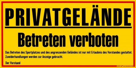 Warnschild PRIVATGELÄNDE - Privatgelände Betreten verboten - 308798 - 40cm x 20cm - Kunststoffschild