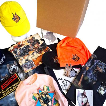 Überraschungsbox für Hundefreunde - BW-Tasche Tasse T-shirt Aufkleber....- 15 Artikel - 80508