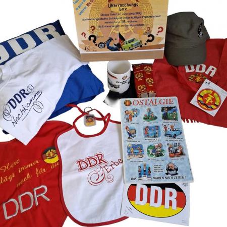 Überraschungsbox für DDR OSTALGIE-Fans - BW-Tasche Tasse T-shirt Aufkleber....- 15 Artikel - 80526
