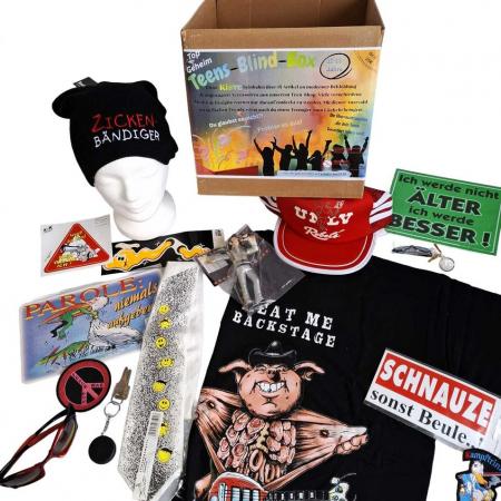 Überraschungsbox für TEENS - Tasse T-shirt Mütze Aufkleber....- 15 Artikel - 80532