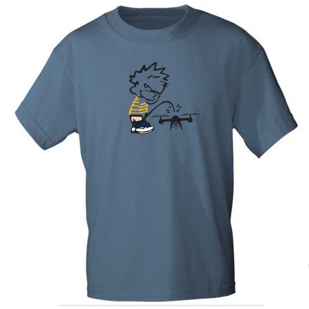 T-Shirt mit Print - Pinkelmännchen gegen Drohnen - 85176 Indigoblue Gr. S-2XL