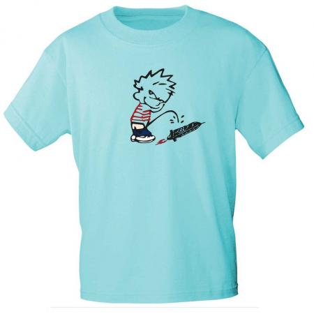T-Shirt mit Print - Pinkelmännchen gegen Drohnen - 85184 Türkis Gr. S-2XL