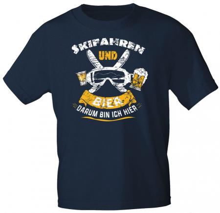 T-Shirt mit Print - Skifahren und Bier Darum bin ich Hier - 85213 Royalblau Gr. S-2XL