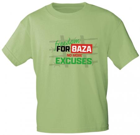 T-Shirt mit Print Textildruck - Freedom For 8AZA No More Excuses - 85223 Apfelgrün Gr. S-2XL