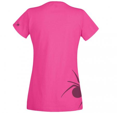 Girly-Shirt mit beidseitigem Print - Spinne Spider - 85230 Rosa Gr. XS-2XL