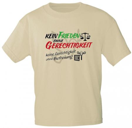 T-Shirt mit Print - Kein Frieden ohne Gerechtigkeit – keine Gerechtigkeit ohne Befreiung - 85239 Beige Gr. S-2XL