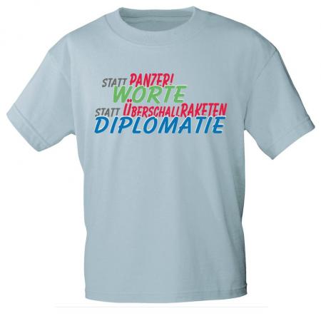 T-Shirt mit Print - Statt Panzer WORTE Statt Überschallraketen DIPLOMATIE - 85241 hellblau Gr. S-2XL
