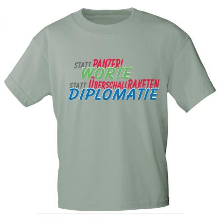 T-Shirt mit Print - Statt Panzer WORTE Statt Überschallraketen DIPLOMATIE - 85242 Graugrün Gr. S-2XL