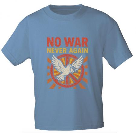 T-Shirt mit Print - NO WAR NEVER AGAIN Friedenstaube - 85248 Rauchblau Denim Gr. S-2XL