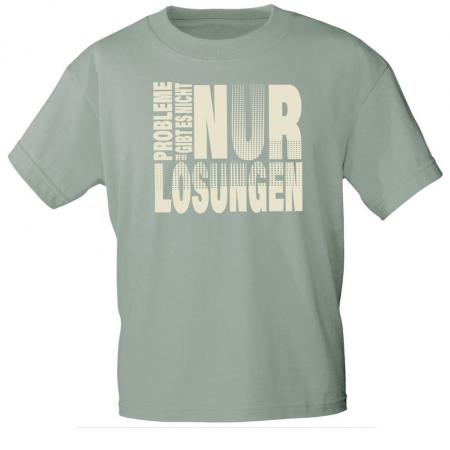 T-Shirt mit Print - PROBLEME GIBT ES NICHT NUR LÖSUNGEN - 85251 Grüngrau Gr. S-2XL