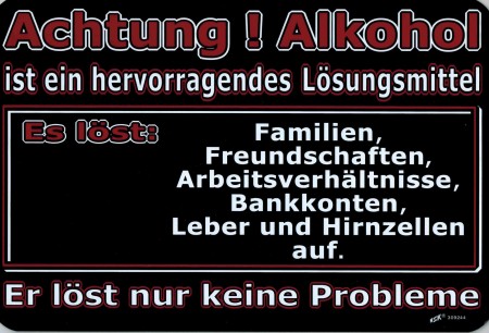 PST-SCHILD - Achtung! Alkohol..Er löst nur keine Probleme - Gr. ca. 30 x 20 cm (309244)