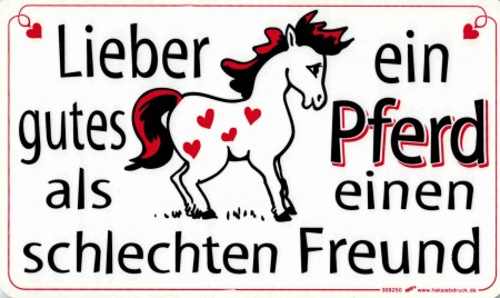 Spaß-Schild - LIEBER EIN GUTES PFERD - 309250 - 25cm x 15cm - Tiere Pferd