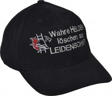 Baseballcap - Wahre Helden löschen ... Leidenschaft Feuerwehr - 68164 schwarz
