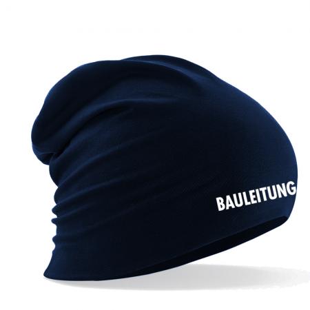 Longbeanie Slouch-Beanie Sommerbeanie mit Textildruck - BAULEITUNG - SB55002