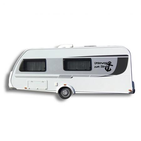 Auto-Aufkleber Wohnwagen Applikation - Unterwegs zum Strand - AP1111 Gr. ca. 60cm x 34cm