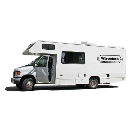 Applikationsaufkleber Dekor - Wir reisen auf Kosten unserer Erben - Gr. ca. 60cm x 18cm - AP1115